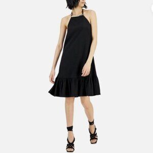 INC International Concepts Women's High Neckline Halter Dress Black Size XL